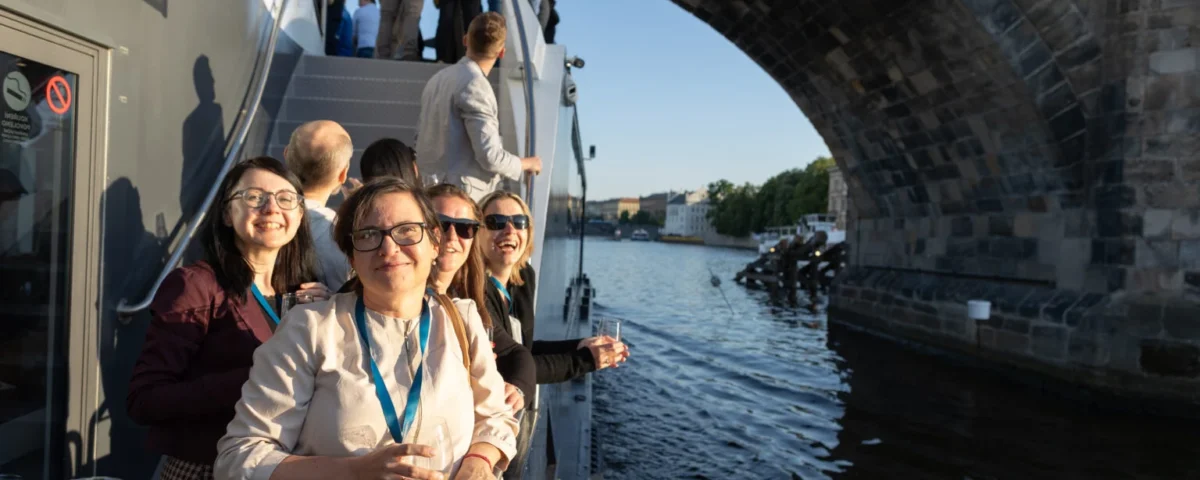 Participants on a city tour during a Prague incentive event