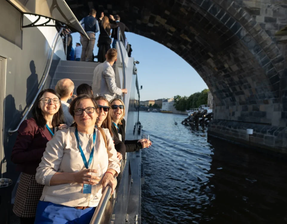 Participants on a city tour during a Prague incentive event