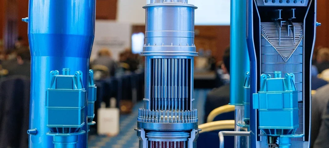 Technology model displayed at an industrial event in Prague