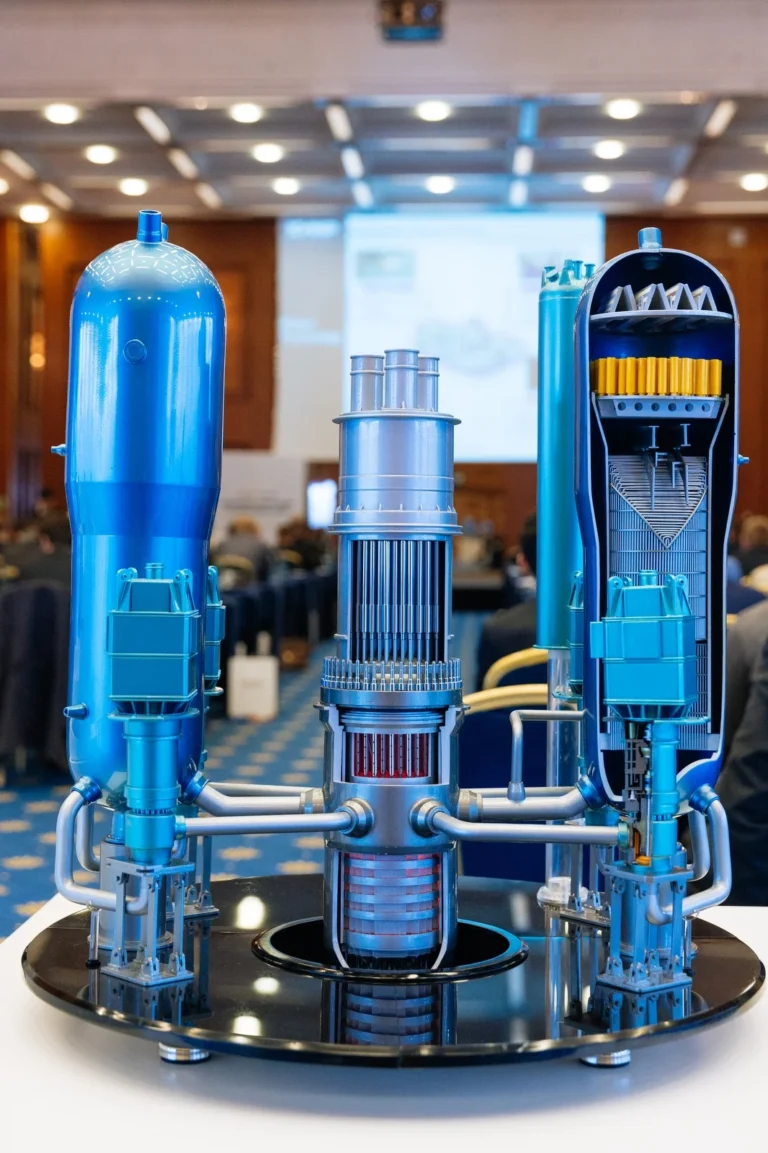 Technology model displayed at an industrial event in Prague