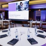 Corporate meeting room set for a partnership event in Prague