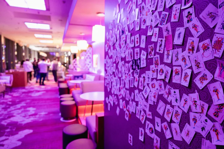Rooftop bar of Hilton Prague Atrium decorated for a company reception