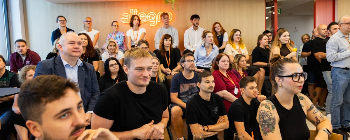 Allegro team gathered for the opening ceremony in the new Prague office