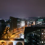 Night view over Prague from the rooftop of Hilton Prague Atrium