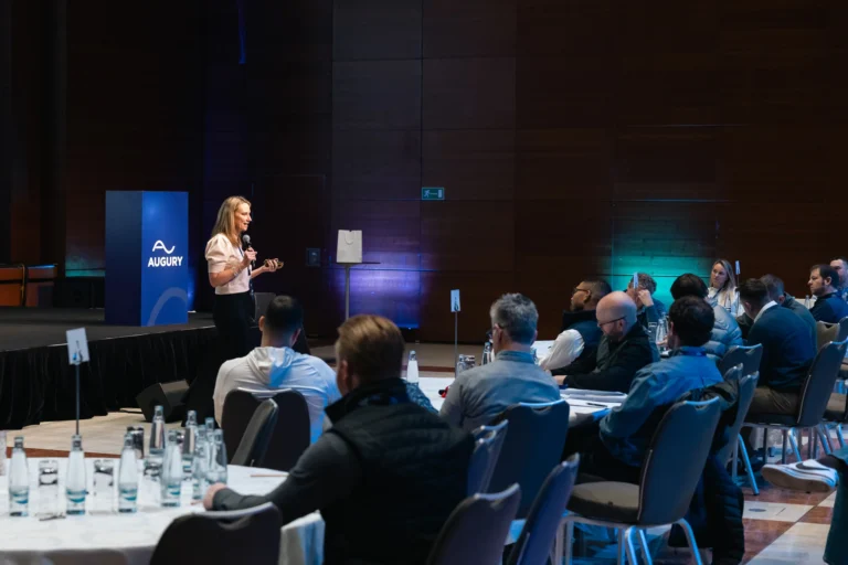 Speaker presenting in a breakout room at Hilton Prague Atrium