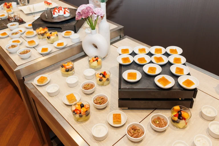 Dessert buffet at a company kick-off at Hilton Prague Atrium